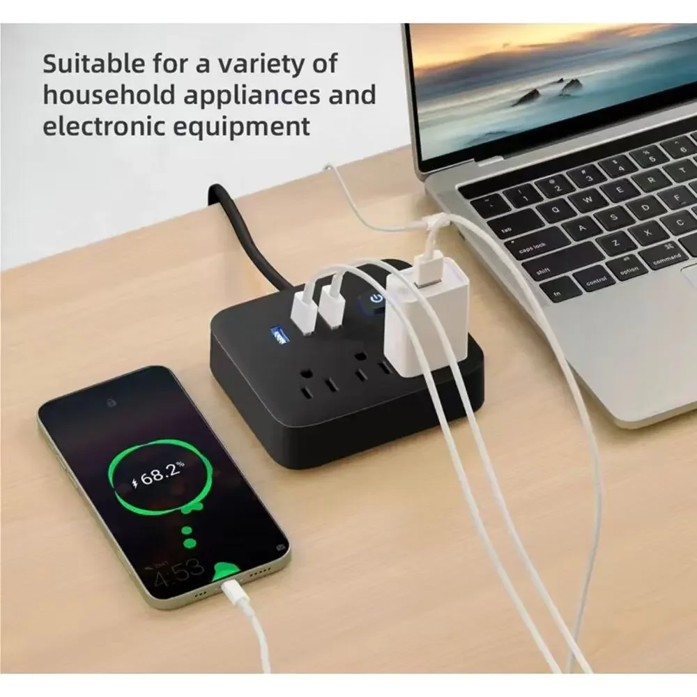 Power Strip Surge Protector 3 AC Outlets 3 illuminated USB Charging Station